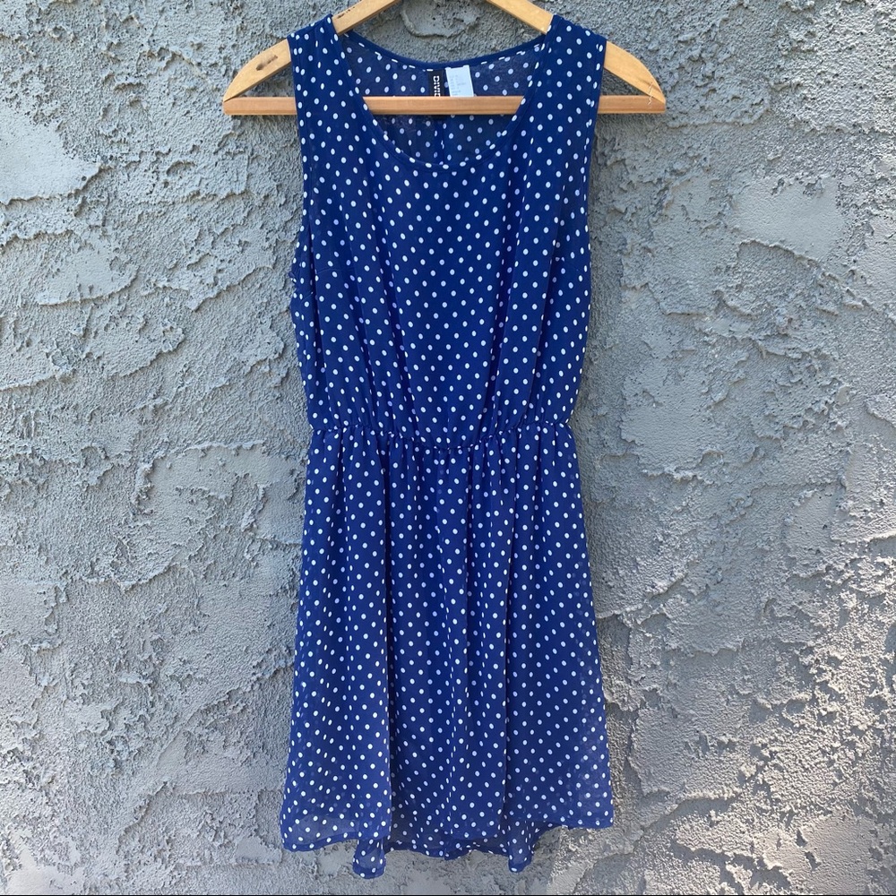H&M | Navy Polka Dot Dress